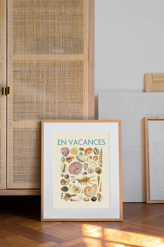 En Vacances | Vacation Home Decor | Seashell collection design | Trendy Wall Art | Spiritual Print | Beach Vibes | Europe Trip